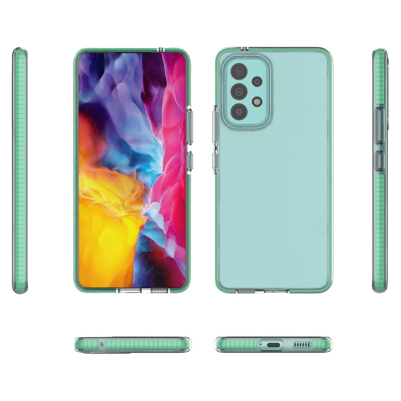 Spring Case, gelinis dėklas su spalvingu rėmeliu, skirtas Samsung Galaxy A73, šviesiai rožinis