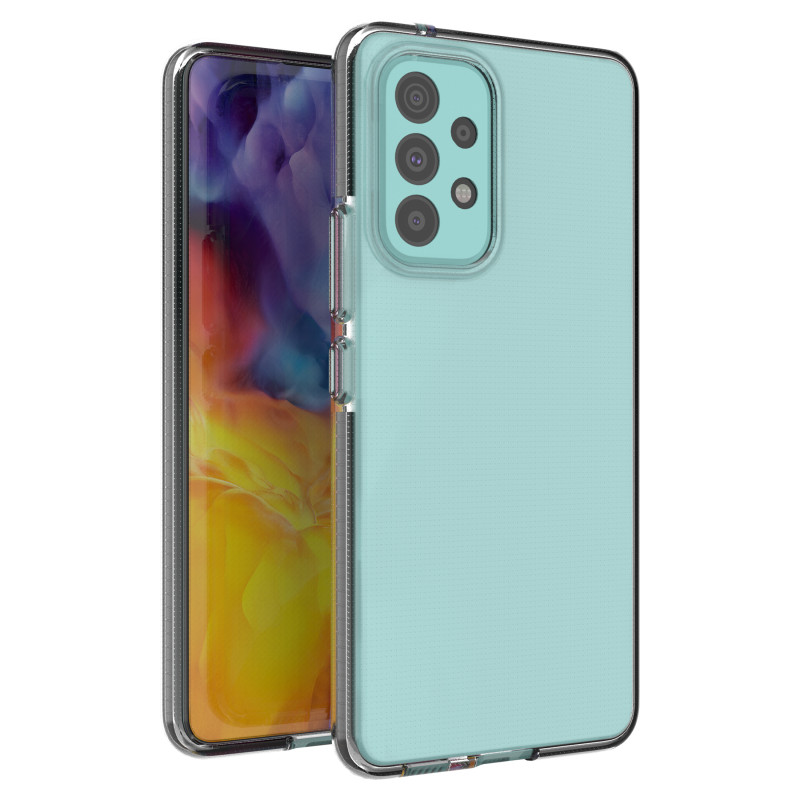 Spring Case padengtas gelio dėklas su spalvingu rėmeliu, skirtas Samsung Galaxy A53 5G juodas Spring Case padengtas gelio dėklas su spalvingu rėmeliu, skirtas Samsung Galaxy A53 5G juodas