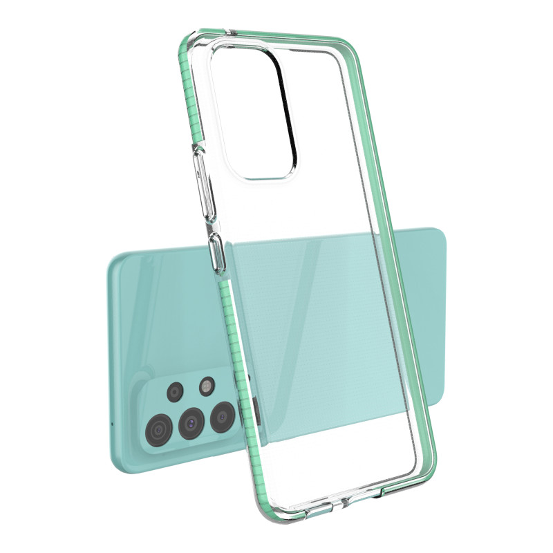 Spring Case padengtas gelio dėklas su spalvingu rėmeliu, skirtas Samsung Galaxy A53 5G juodas
