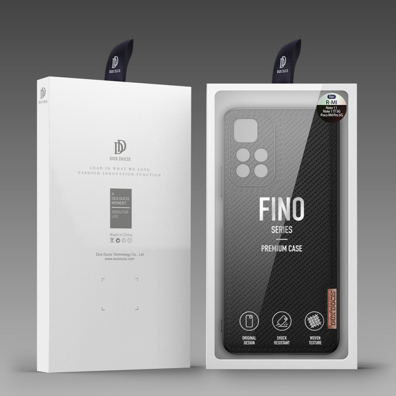 Dux Ducis Fino dėklo dangtelis, padengtas nailono medžiaga, skirtas Poco M4 Pro 5G juodai