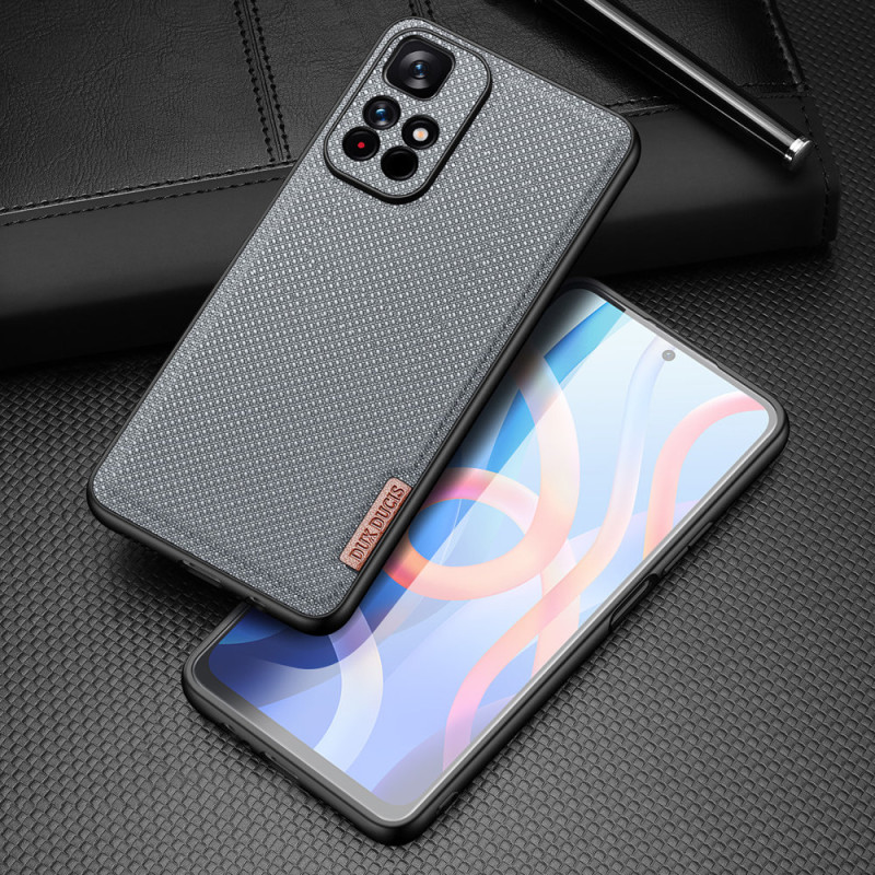 Dux Ducis Fino dėklo dangtelis, padengtas nailono medžiaga, skirtas Poco M4 Pro 5G mėlynai