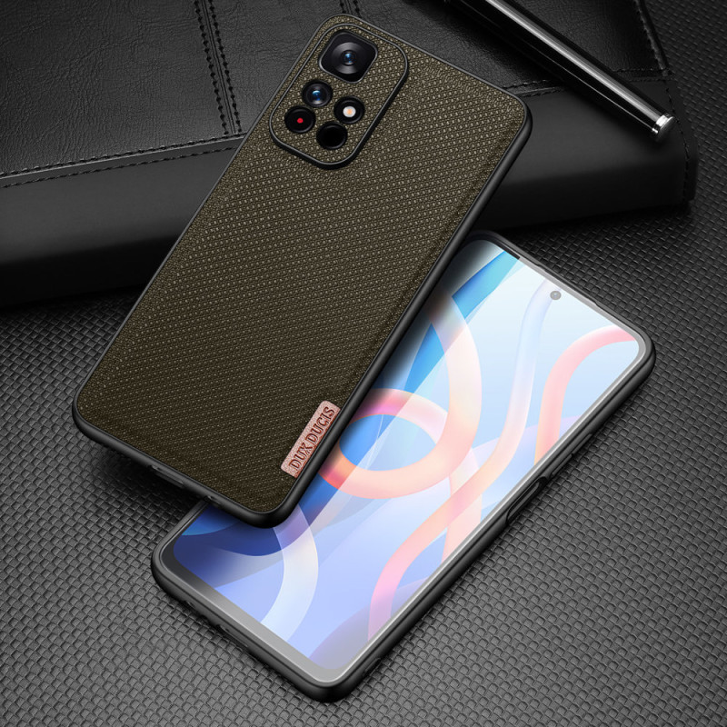 Dux Ducis Fino dėklo dangtelis, padengtas nailono medžiaga, skirtas Poco M4 Pro 5G žaliai