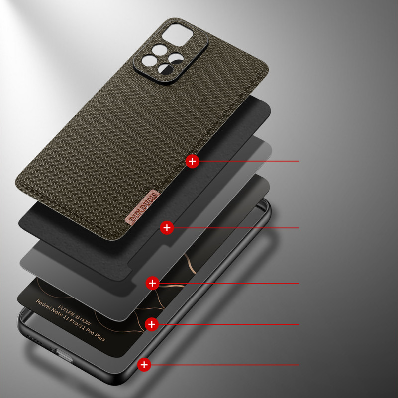Dux Ducis Fino dėklo dangtelis padengtas nailono medžiaga Xiaomi Redmi Note 11 Pro+ 5G (Kinija) / 11 Pro 5G (Kinija) / M...