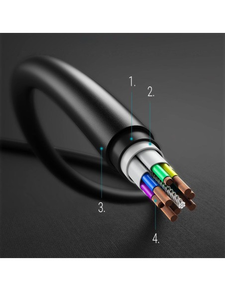 Kabelis USB Type C - USB Type C 3A 3m juodas Kabelis USB Type C - USB Type C 3A 3m juodas