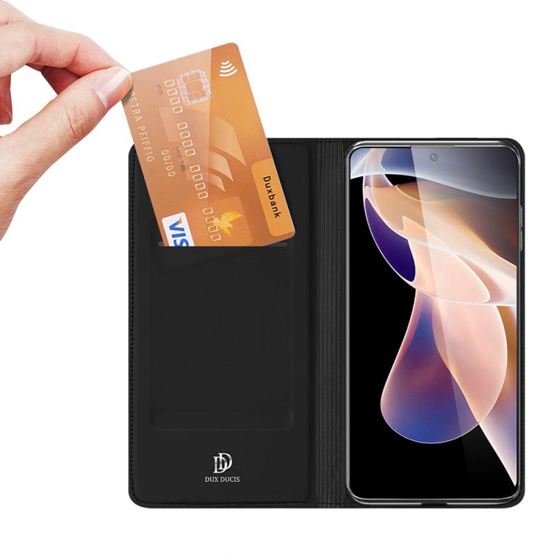 Dux Ducis Skin Pro dėklo dėklo dangtelis su atvartu, skirtas Poco M4 Pro 5G juodas