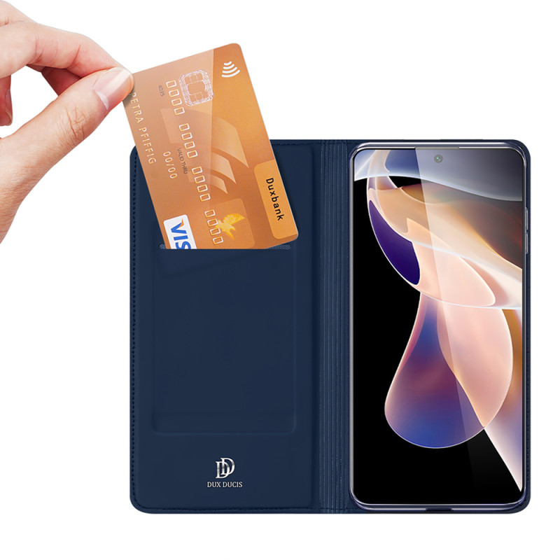 Dux Ducis Skin Pro dėklo dėklo dangtelis su atvartu, skirtas Poco M4 Pro 5G mėlynai