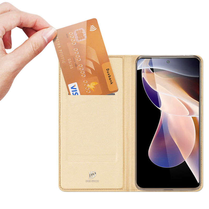 Dux Ducis Skin Pro dėklo dėklo dangtelis su atvartu, skirtas Poco M4 Pro 5G auksui