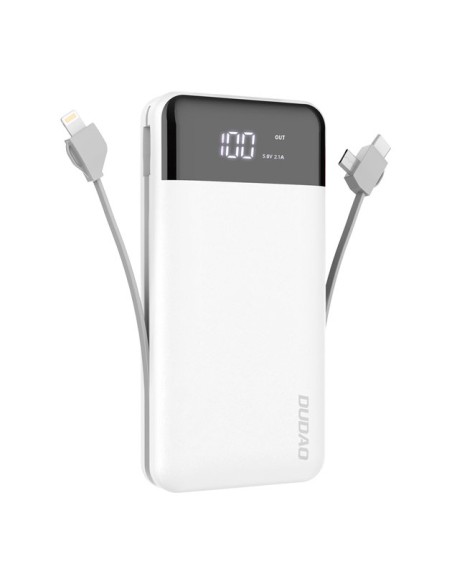 Dudao K1Pro maitinimo blokas 20000 mAh su įmontuotais laidais baltas (K1Pro-white)