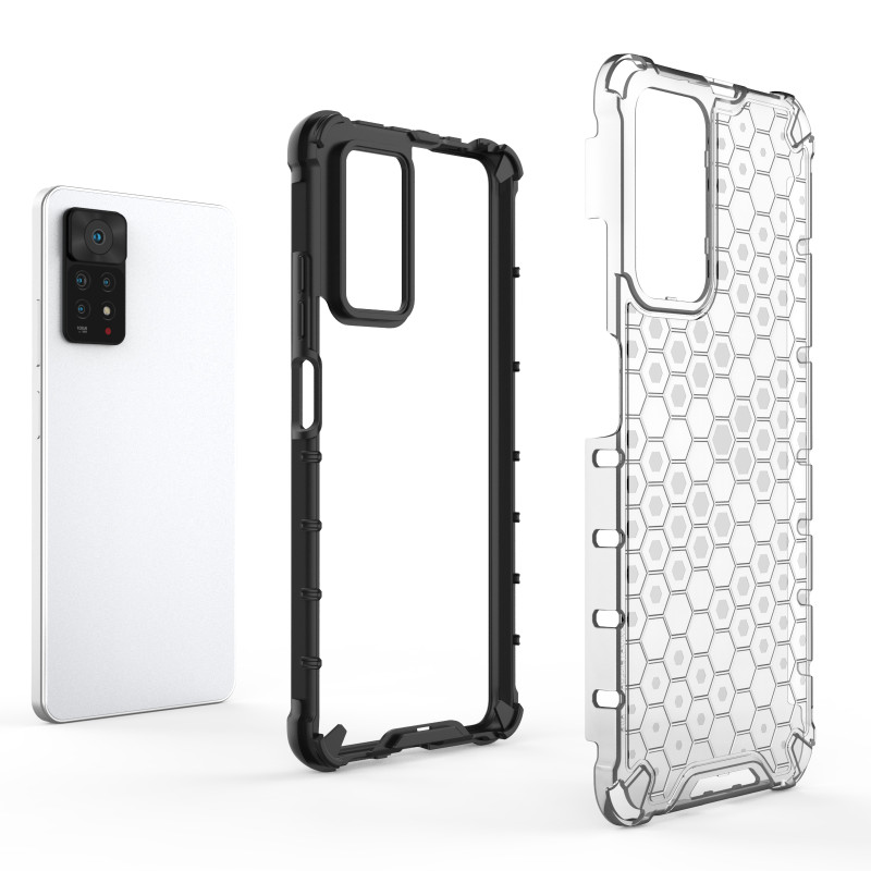 Korinis šarvuotas dėklas su geliniu rėmeliu Xiaomi Redmi Note 11 Pro+ / 11 Pro juodas