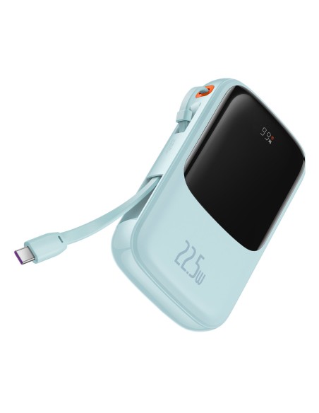 Qpow maitinimo blokas 10 000 mAh integruotas USB Type-C laidas 22,5 W greito įkrovimo mėlynas Qpow maitinimo blokas 10 000 mAh integruotas USB Type-C laidas 22,5 W greito įkrovimo mėlynas