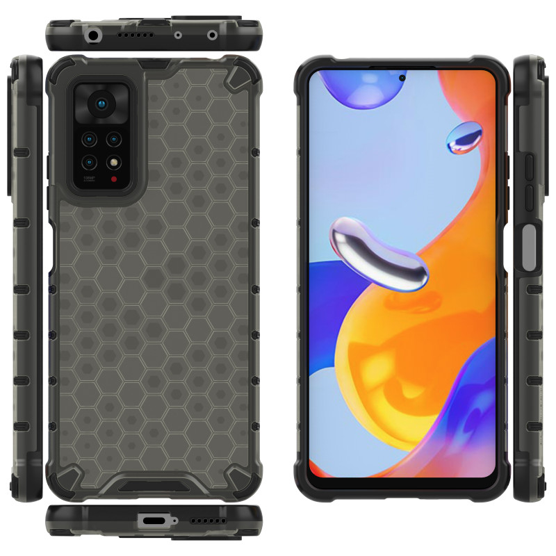 Korinis šarvuotas dėklas su geliniu rėmeliu Xiaomi Redmi Note 11 Pro+ / 11 Pro juodas
