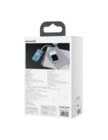 Qpow maitinimo blokas 10 000 mAh integruotas USB Type-C laidas 22,5 W greito įkrovimo mėlynas Qpow maitinimo blokas 10 000 mAh integruotas USB Type-C laidas 22,5 W greito įkrovimo mėlynas