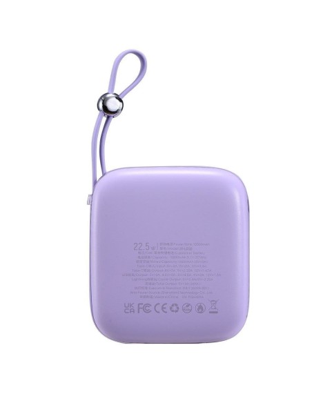 Powerbank 10000mAh Jelly Series 22,5W su USB-C kabeliu violetinė Powerbank 10000mAh Jelly Series 22,5W su USB-C kabeliu violetinė