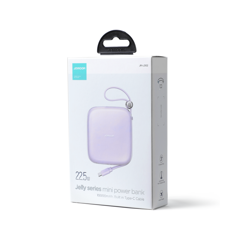 Powerbank 10000mAh Jelly Series 22,5W su USB-C kabeliu violetinė