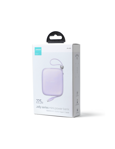 Powerbank 10000mAh Jelly Series 22,5W su USB-C kabeliu violetinė Powerbank 10000mAh Jelly Series 22,5W su USB-C kabeliu violetinė