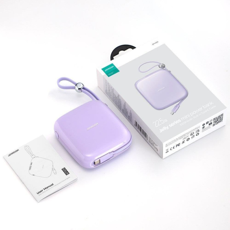 Powerbank 10000mAh Jelly Series 22,5W su USB-C kabeliu violetinė