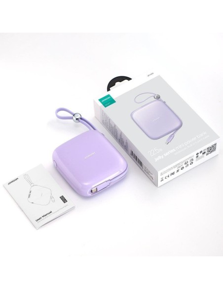 Powerbank 10000mAh Jelly Series 22,5W su USB-C kabeliu violetinė Powerbank 10000mAh Jelly Series 22,5W su USB-C kabeliu violetinė