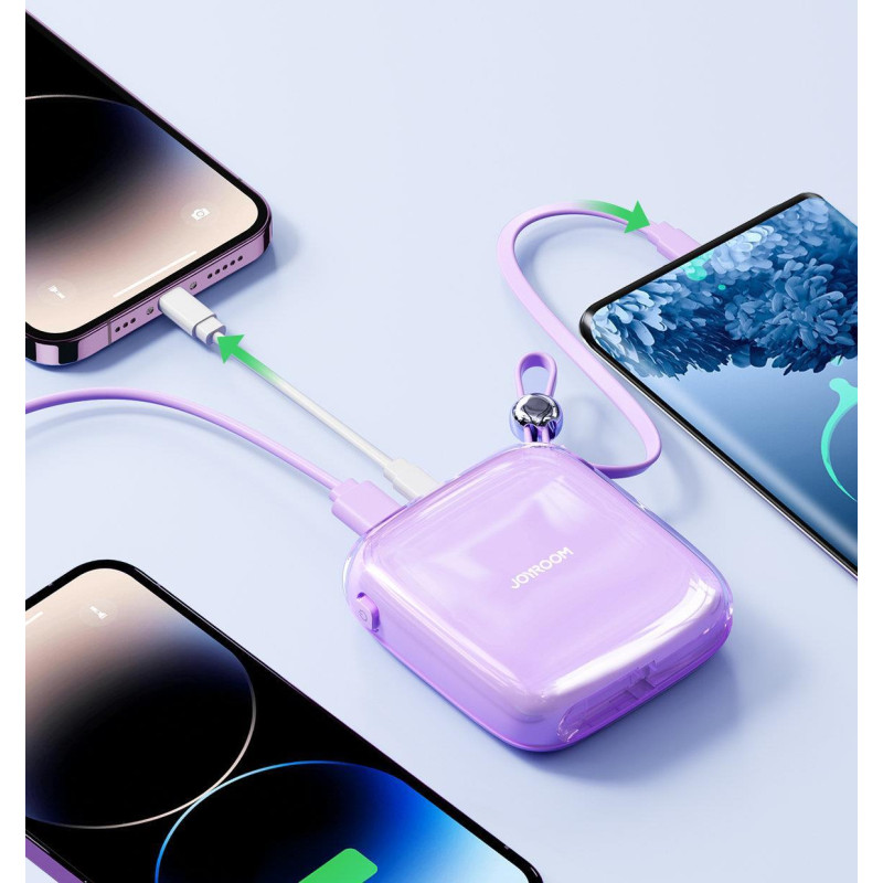 Powerbank 10000mAh Jelly Series 22,5W su USB-C kabeliu violetinė