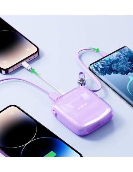 Powerbank 10000mAh Jelly Series 22,5W su USB-C kabeliu violetinė Powerbank 10000mAh Jelly Series 22,5W su USB-C kabeliu violetinė