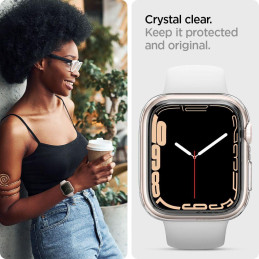 „Spigen“ skystųjų kristalų dėklas, skirtas Apple Watch 4 / 5 / 6 / 7 / 8 / SE (40 / 41 mm) - skaidrus