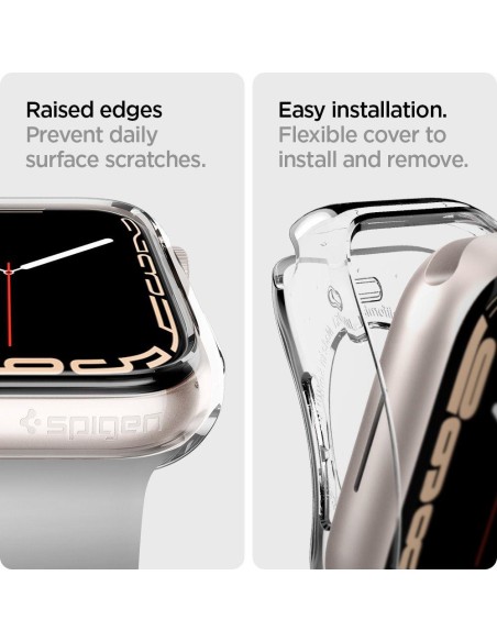 „Spigen“ skystųjų kristalų dėklas, skirtas Apple Watch 4 / 5 / 6 / 7 / 8 / SE (40 / 41 mm) - skaidrus „Spigen“ skystųjų kristalų dėklas, skirtas Apple Watch 4 / 5 / 6 / 7 / 8 / SE (40 / 41 mm) - skaidrus