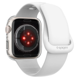 „Spigen“ skystųjų kristalų dėklas, skirtas Apple Watch 4 / 5 / 6 / 7 / 8 / SE (40 / 41 mm) - skaidrus