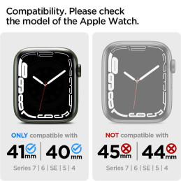 „Spigen“ skystųjų kristalų dėklas, skirtas Apple Watch 4 / 5 / 6 / 7 / 8 / SE (40 / 41 mm) - skaidrus