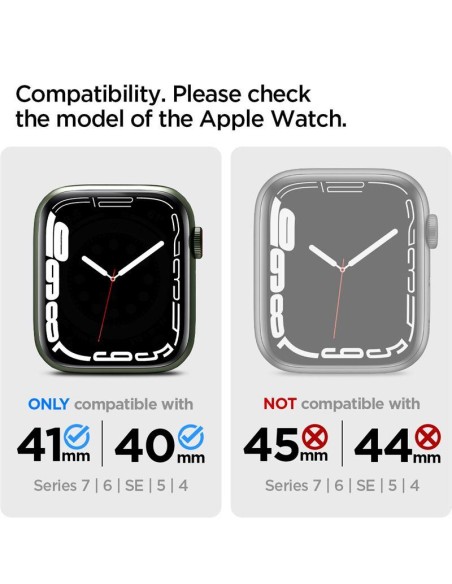 „Spigen“ skystųjų kristalų dėklas, skirtas Apple Watch 4 / 5 / 6 / 7 / 8 / SE (40 / 41 mm) - skaidrus „Spigen“ skystųjų kristalų dėklas, skirtas Apple Watch 4 / 5 / 6 / 7 / 8 / SE (40 / 41 mm) - skaidrus