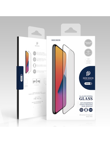 Dux Ducis Curved Glass grūdintas stiklas, skirtas Honor 60 Pro su juodu rėmeliu
