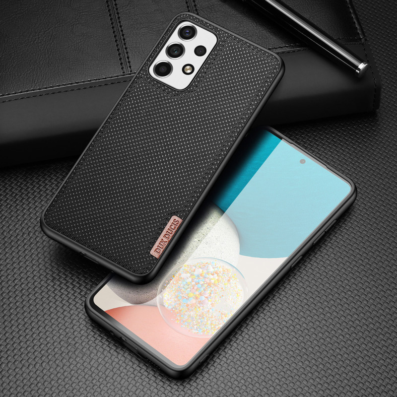 Dux Ducis Fino dėklo dangtelis, padengtas nailono medžiaga, skirtas Samsung Galaxy A73 juodas