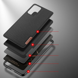 Dux Ducis Fino dėklo dangtelis, padengtas nailono medžiaga, skirtas Samsung Galaxy A73 juodas