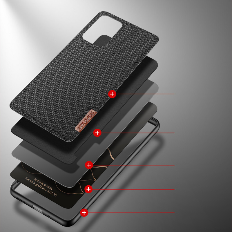 Dux Ducis Fino dėklo dangtelis, padengtas nailono medžiaga, skirtas Samsung Galaxy A73 juodas