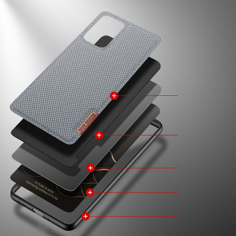 Dux Ducis Fino dėklo dangtelis, padengtas nailono medžiaga, skirtas Samsung Galaxy A73 mėlynai