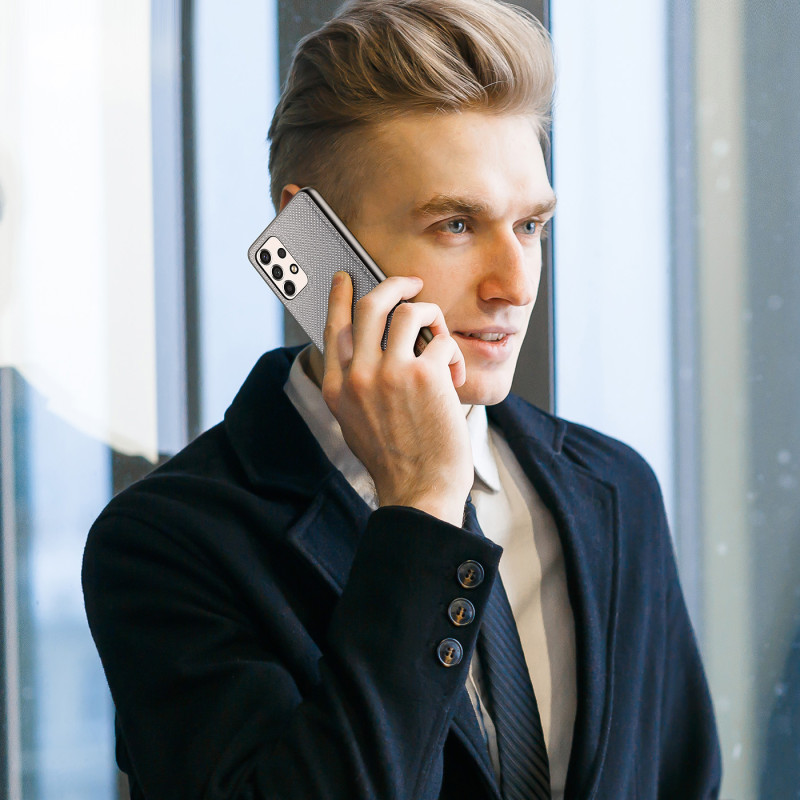 Dux Ducis Fino dėklo dangtelis, padengtas nailono medžiaga, skirtas Samsung Galaxy A73 mėlynai
