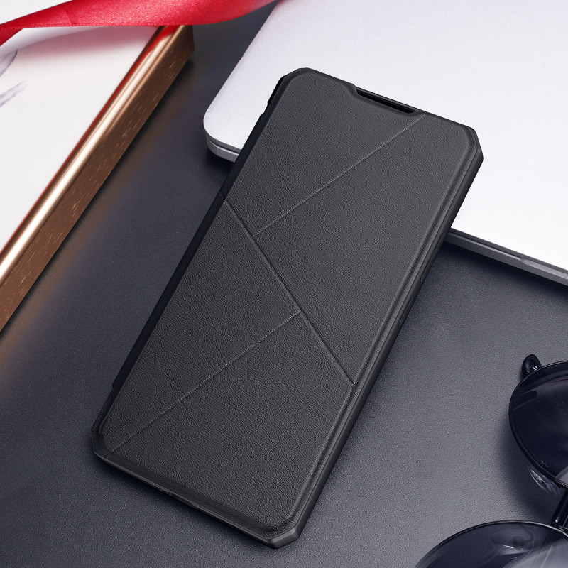 DUX DUCIS Skin X dėklo dėklo dangtelis su atvartu, skirtas Samsung Galaxy A73 juodas