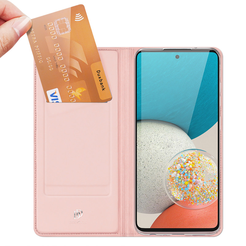 Dux Ducis Skin Pro dėklas su atvartu, skirtas Samsung Galaxy A73 rožinės spalvos