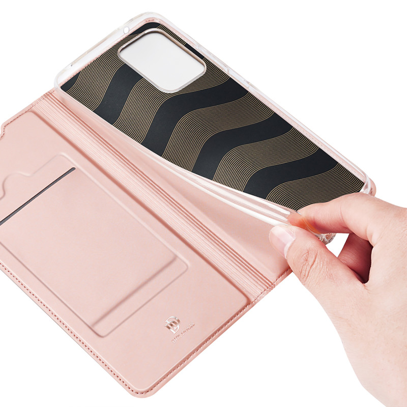 Dux Ducis Skin Pro dėklas su atvartu, skirtas Samsung Galaxy A73 rožinės spalvos