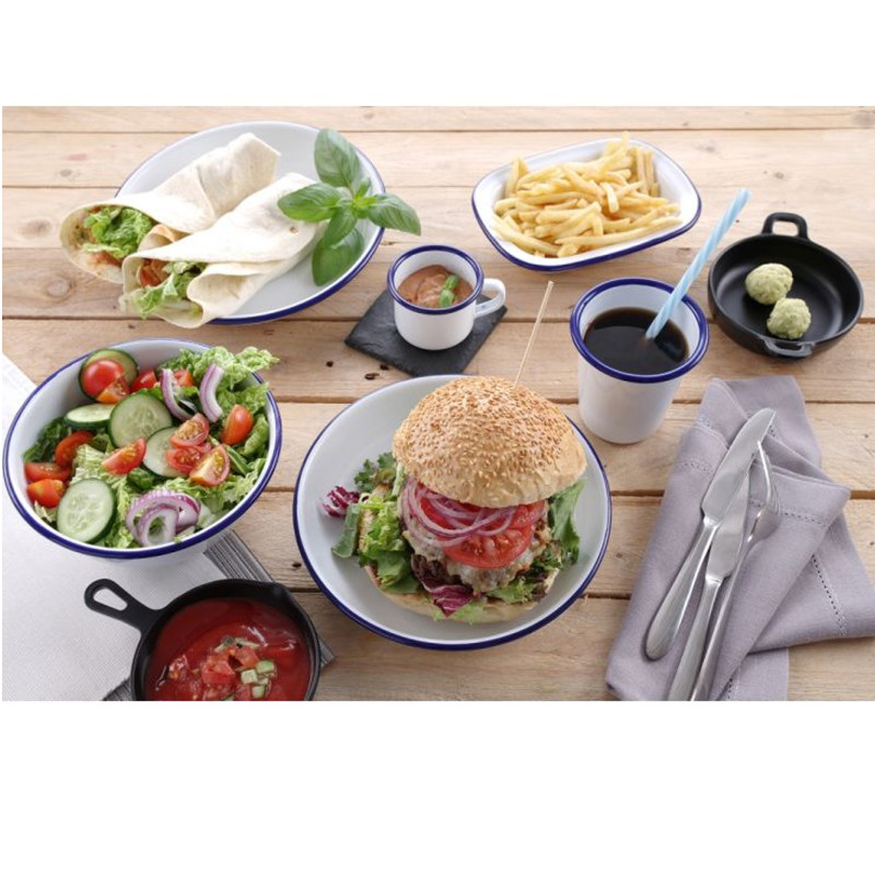 Emalinis puodelis su rankena balta 360 ml Hendi 621295