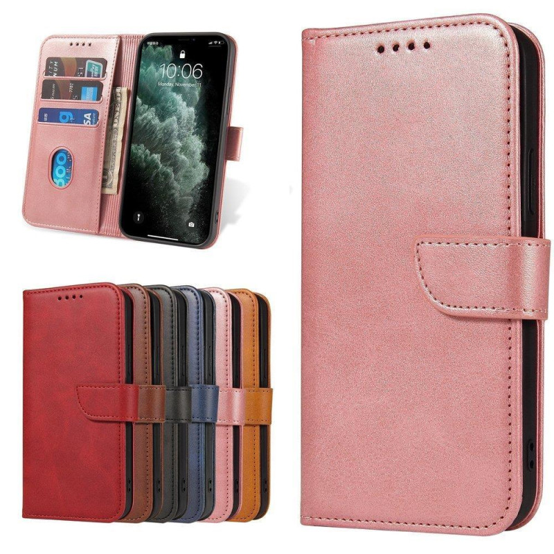 Magnet Case elegantiškas dėklas su atvartu ir stovo funkcija, skirta Samsung Galaxy A03s (166.5) rožinės spalvos