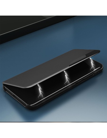 Eco Leather View Case, elegantiškas dėklas su atvartu ir stovo funkcija, skirtas Samsung Galaxy A73, raudonas