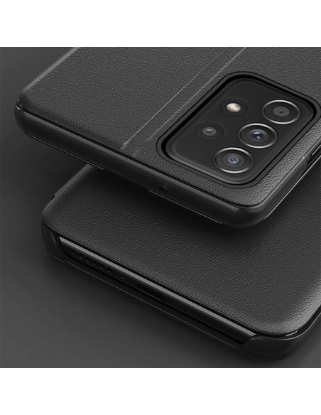 Eco Leather View Case, elegantiškas dėklas su atvartu ir stovo funkcija, skirtas Samsung Galaxy A73, raudonas