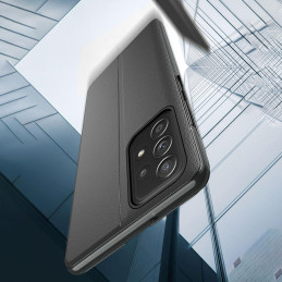 Eco Leather View Case, elegantiškas dėklas su atvartu ir stovo funkcija, skirtas Samsung Galaxy A73, mėlynas