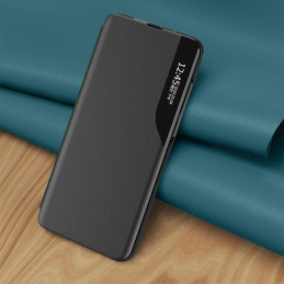 Eco Leather View Case, elegantiškas dėklas su atvartu ir stovo funkcija, skirtas Samsung Galaxy A73, mėlynas