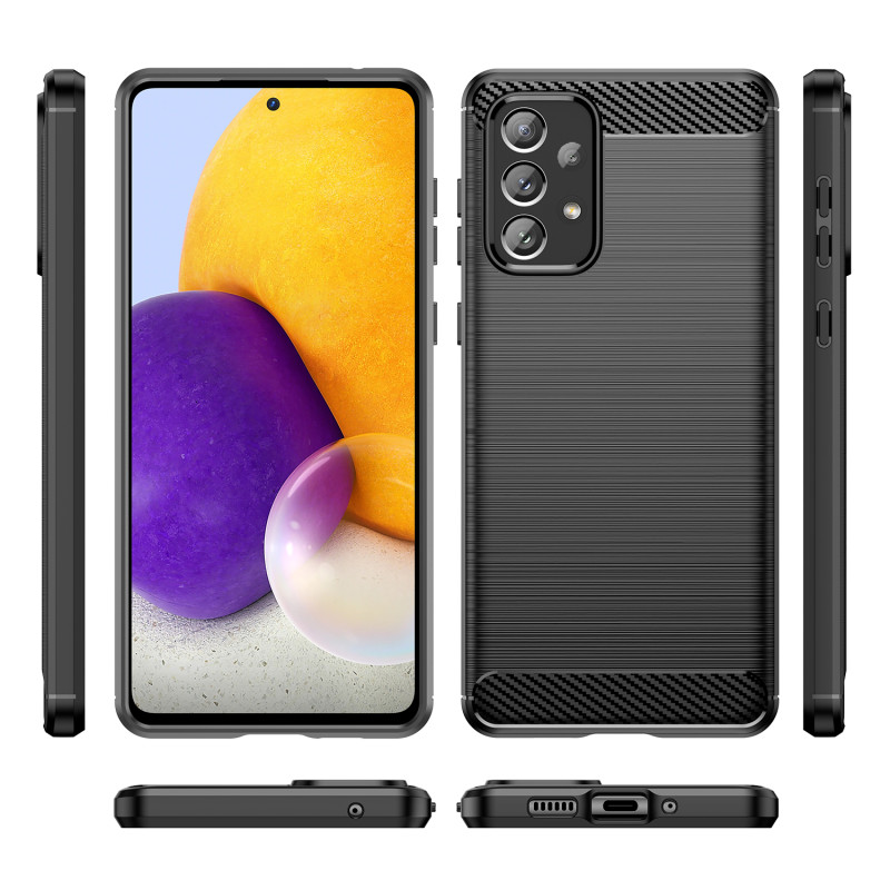 Carbon Case lankstus dangtelis Samsung Galaxy A73 juodas