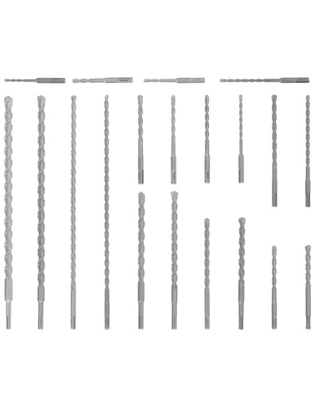 Betono kaltinių grąžtų rinkinys SDS PLUS sk. 5-20mm - 20 vnt. Betono kaltinių grąžtų rinkinys SDS PLUS sk. 5-20mm - 20 vnt.