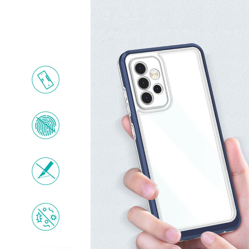 Skaidrus 3in1 dėklas, skirtas Samsung Galaxy A33 5G gelio dangtelis su mėlynu rėmeliu