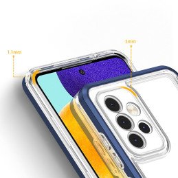 Skaidrus 3in1 dėklas, skirtas Samsung Galaxy A33 5G gelio dangtelis su mėlynu rėmeliu