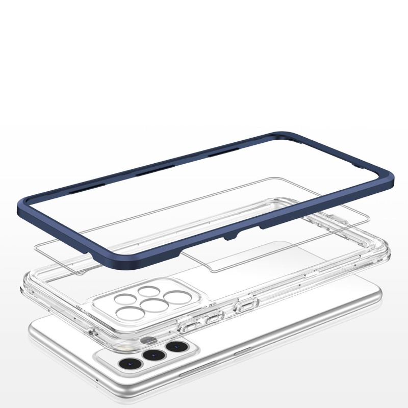 Skaidrus 3in1 dėklas, skirtas Samsung Galaxy A33 5G gelio dangtelis su mėlynu rėmeliu