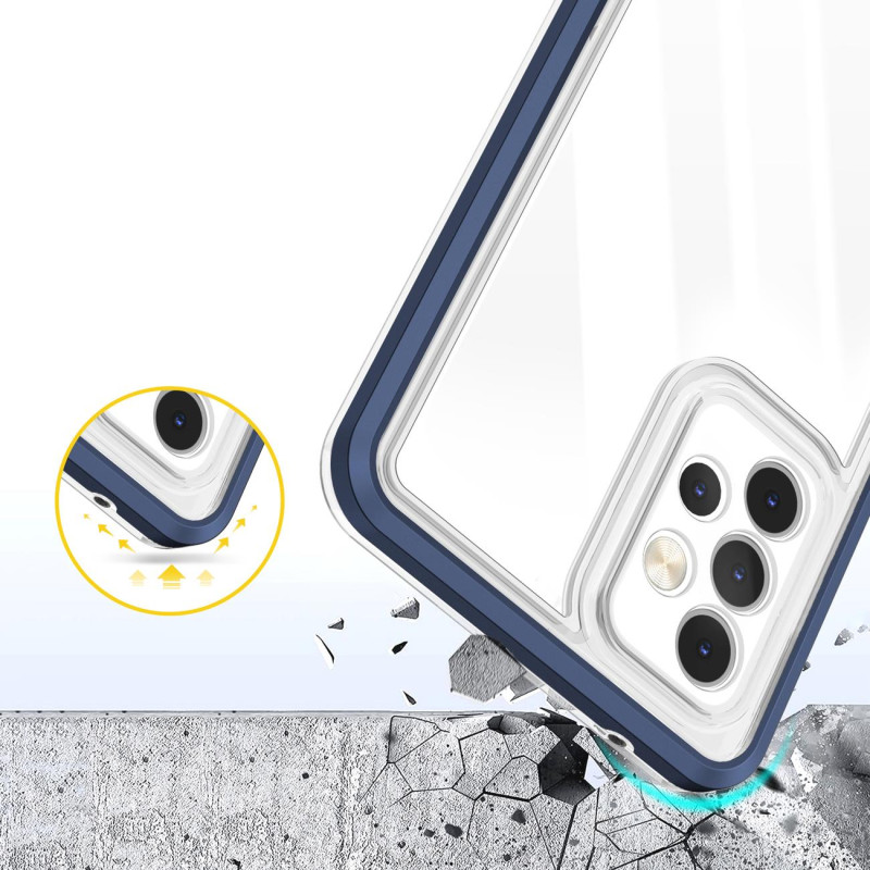 Skaidrus 3in1 dėklas, skirtas Samsung Galaxy A33 5G gelio dangtelis su mėlynu rėmeliu