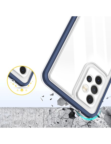 Skaidrus 3in1 dėklas, skirtas Samsung Galaxy A33 5G gelio dangtelis su mėlynu rėmeliu Skaidrus 3in1 dėklas, skirtas Samsung Galaxy A33 5G gelio dangtelis su mėlynu rėmeliu